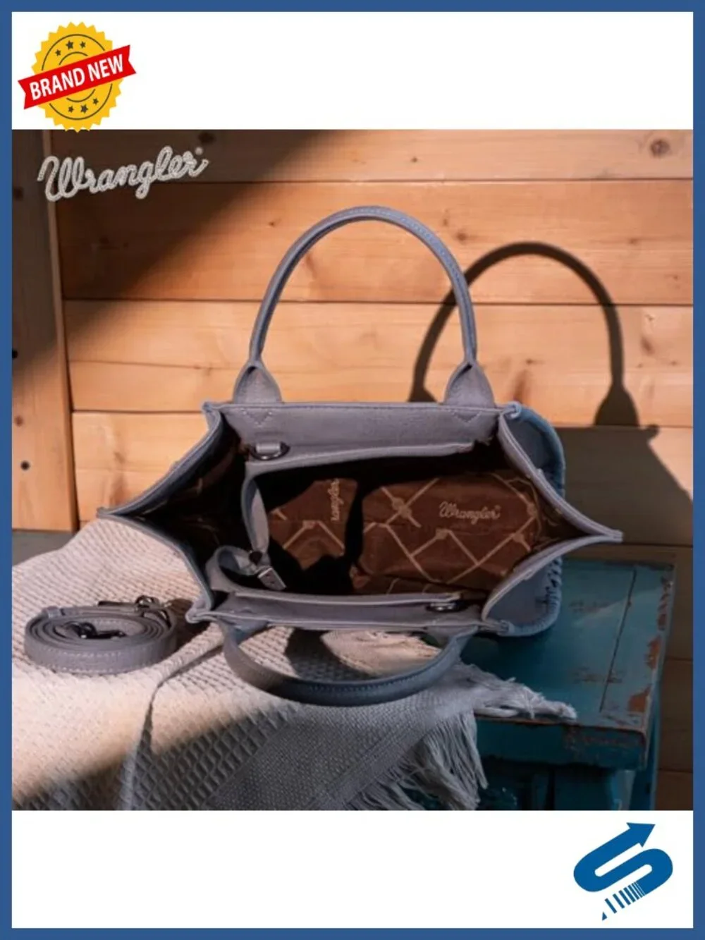 Wrangler Embroidered Tote Bag Faux Leather Crossbody Purse